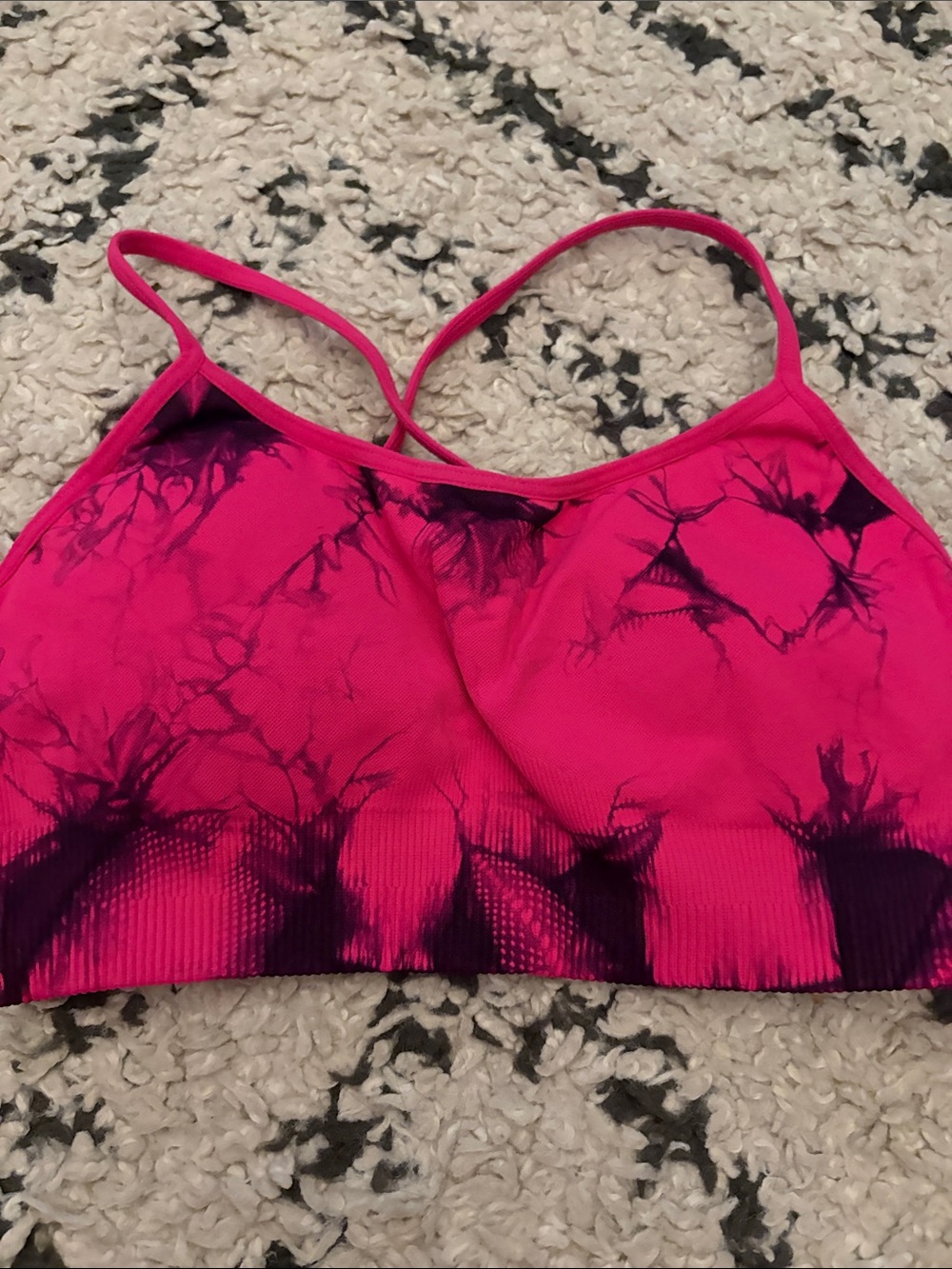 Seamless Tie-Dye Sports Bralette - Hot Pink